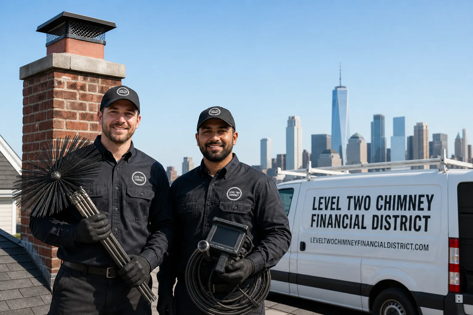 Emberly Chimney Cleaners Financial District chimney cleaning service vehicle and crew in Financial District, NY